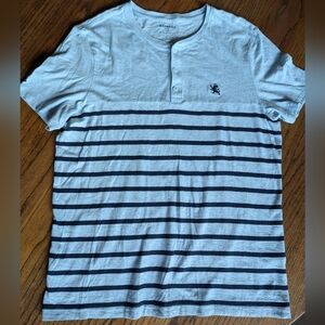 Express Lt and Dk Blue striped Henley - Lg